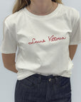 T-Shirt con Scritta Ricamata Louis Vittoria
