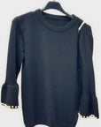 Maglia donna con maniche a campana e perle