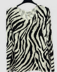 Maglia donna fantasia zebrata in misto lana