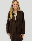 Giacca cardigan lunga donna con revers e tasche
