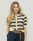 Cardigan Traforato a Righe