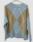 Maglione donna fantasia rombi con cashmere