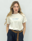 T-shirt in cotone con ricamo "potrei sbagliarmi ma non credo"