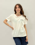 T-shirt con scritta "50% bella 50% monella"