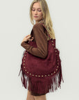 Borsa In Ecopelle Con Frange E Borchie – Stile Boho Chic