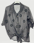 Camicia Ricamata con Rouche sulle Maniche