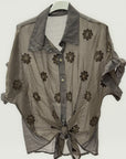 Camicia Ricamata con Rouche sulle Maniche