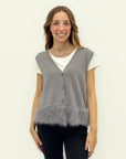 Gilet morbido con bordo pelliccia
