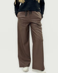 Pantaloni wide leg in ecopelle morbida