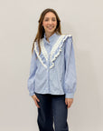 Camicia a righe con pizzo
