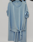 Completo morbido con pantaloni palazzo e top relaxed