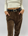 Pantaloni in velluto con cintura