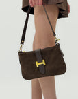 Borsa in vera pelle con fibbia H dorata - Made in Italy