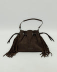 Borsa scamosciata a secchiello con frange