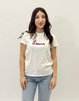 T-shirt girocollo 100% cotone con scritta ricamata - segno zodiacale