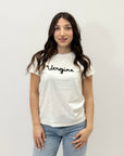 T-shirt girocollo 100% cotone con scritta ricamata - segno zodiacale