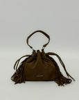 Borsa scamosciata a secchiello con frange