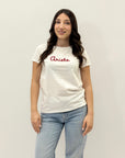 T-shirt girocollo 100% cotone con scritta ricamata - segno zodiacale