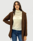Cardigan morbido con cappuccio tinta unita