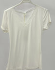 T-shirt con scollo a V e dettaglio in pizzo