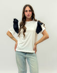 T-shirt con maniche volant