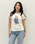T-shirt in cotone con stampa orsetto peluche