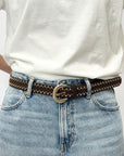 Cintura in suede con borchie
