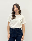 T-shirt Donna Bianca con Scritta “Penso Tanto Parlo Poco”