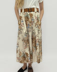 Gonna midi in cotone fantasia floreale con cintura