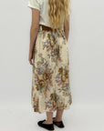 Gonna midi in cotone fantasia floreale con cintura