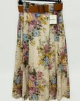 Gonna midi in cotone fantasia floreale con cintura