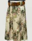 Gonna midi in cotone fantasia floreale con cintura