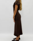 Abito lungo donna in maglia con scollo a V