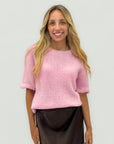 Maglia soffice donna a manica corta misto alpaca