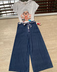 Pantaloni in cotone leggero color jeans