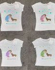 T-shirt in cotone fantasia bimba con cane