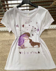 T-shirt in cotone fantasia bimba con cane