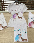 T-shirt in cotone fantasia bimba con cane