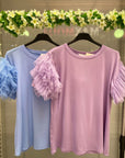 T-shirt con maniche tulle