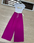 Pantaloni con elastico bianco