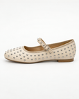 Ballerine Gaia panna con borchie argentate - vista laterale