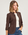 Blazer donna Punto Milano con revers N5 5100 marrone, Polly 5, vista tre quarti