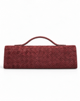 Borsa baguette in vera pelle scamosciata intrecciata bordeaux – vista retro