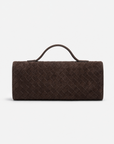 Borsa baguette in vera pelle scamosciata intrecciata marrone – vista retro