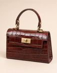 Borsa a mano in vera pelle effetto cocco Bordeaux - vista tre quarti