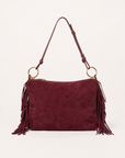Borsa donna con frange in vera pelle – Bordeaux dettaglio