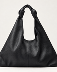Borsa hobo in vera pelle nero con manico annodato – vista frontale
