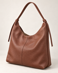 Borsa hobo in vera pelle camel con nodi – vista tre quarti