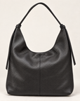 Borsa hobo in vera pelle nera con nodi – vista frontale