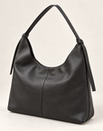 Borsa hobo in vera pelle nera con nodi – vista tre quarti